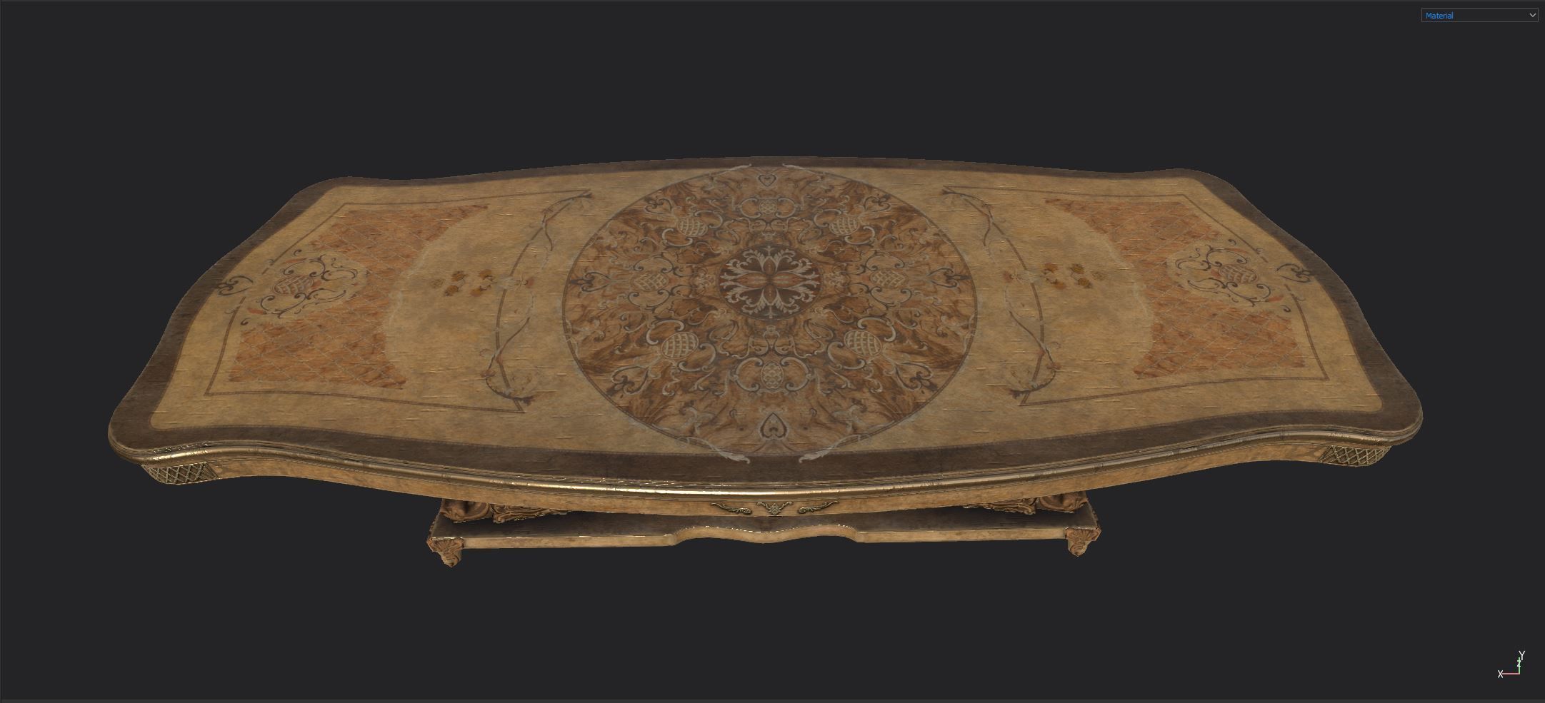 Antique Table Low-poly 3D model_4