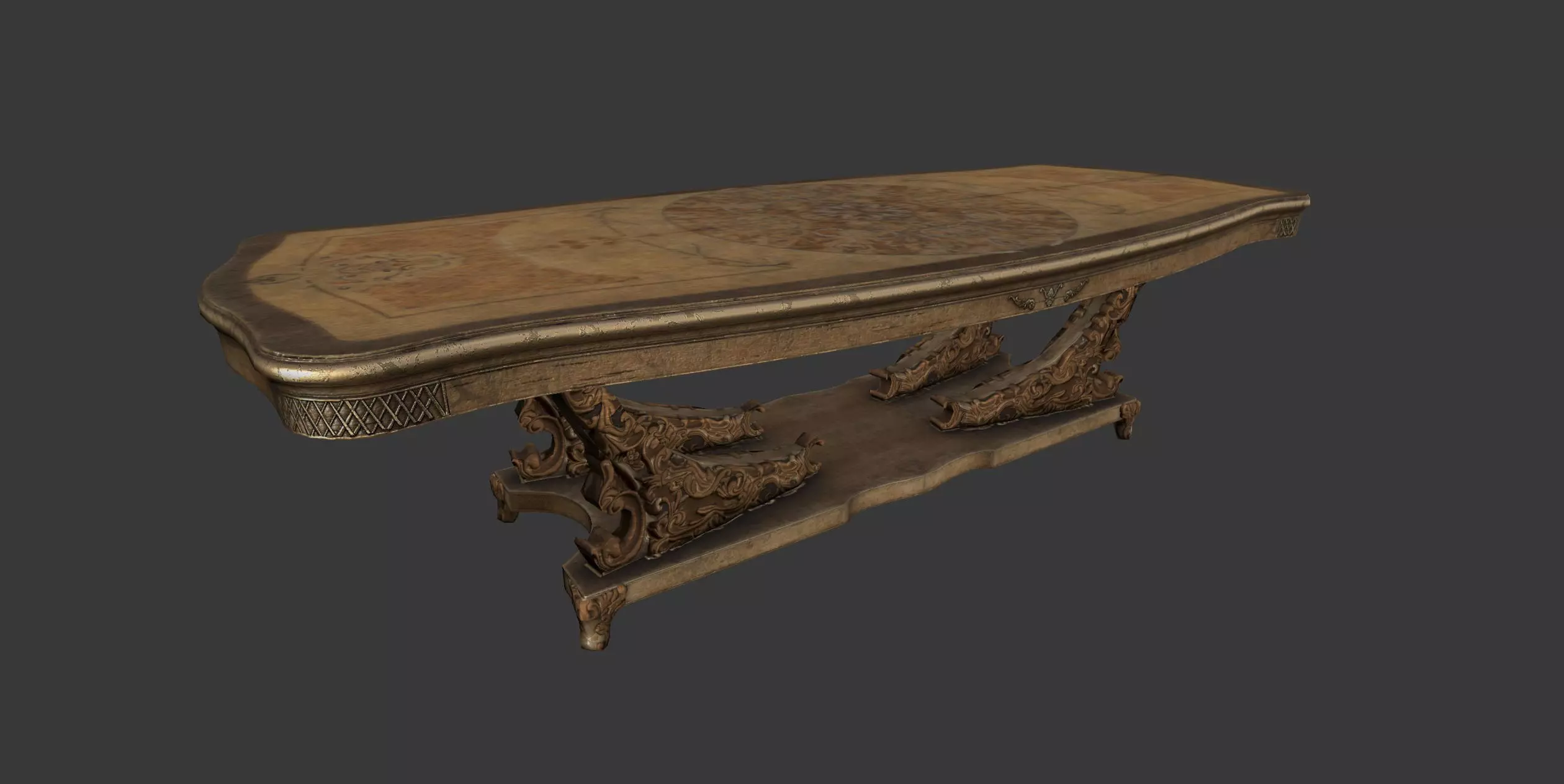 Antique Table Low-poly 3D model_0