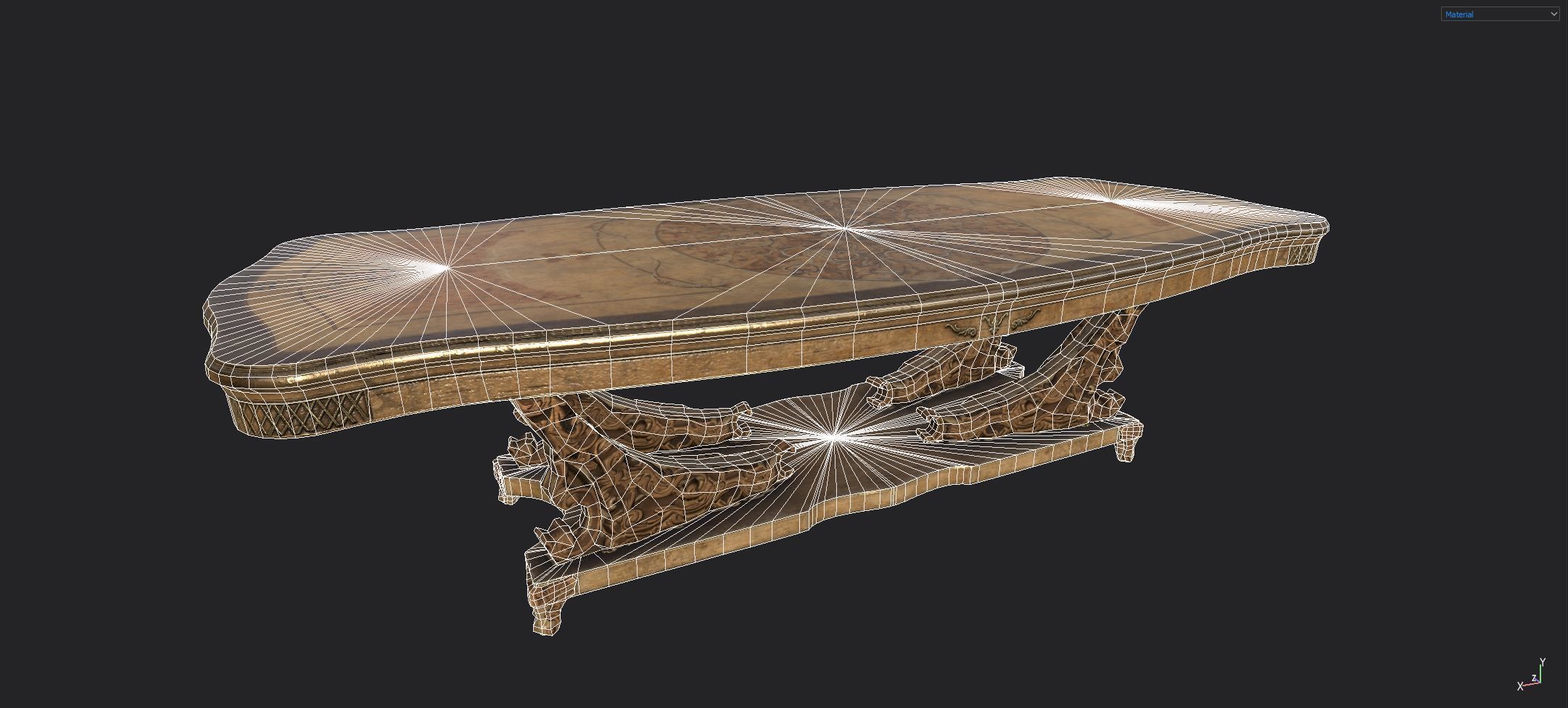 Antique Table Low-poly 3D model_6