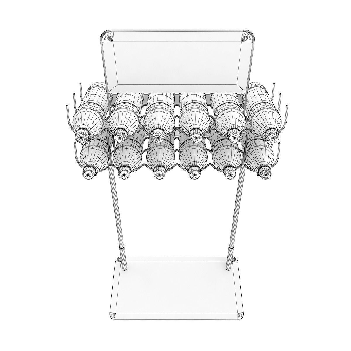 Small Rack with Water Bottles 3D model_3