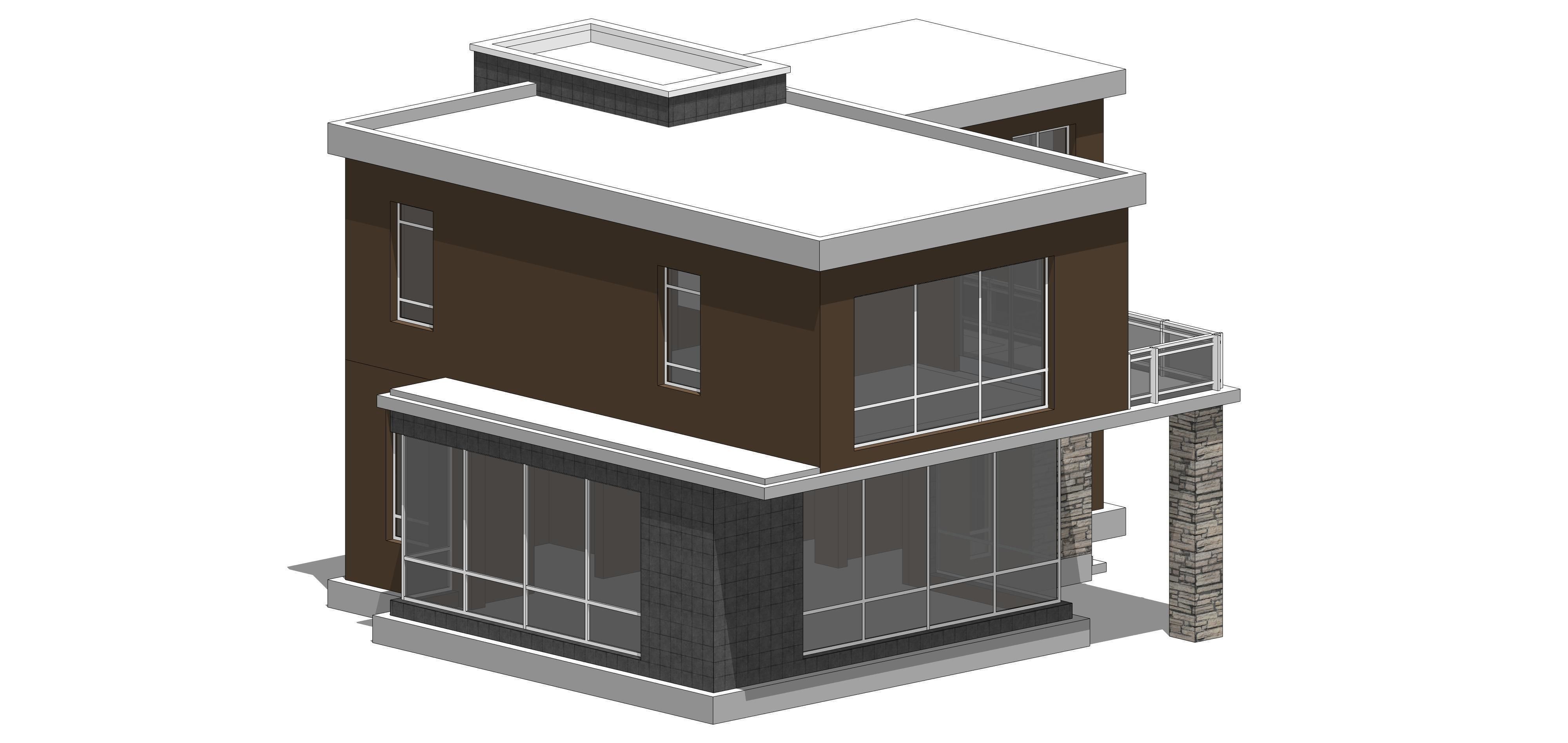 Villa A Sketchup 3D model_4