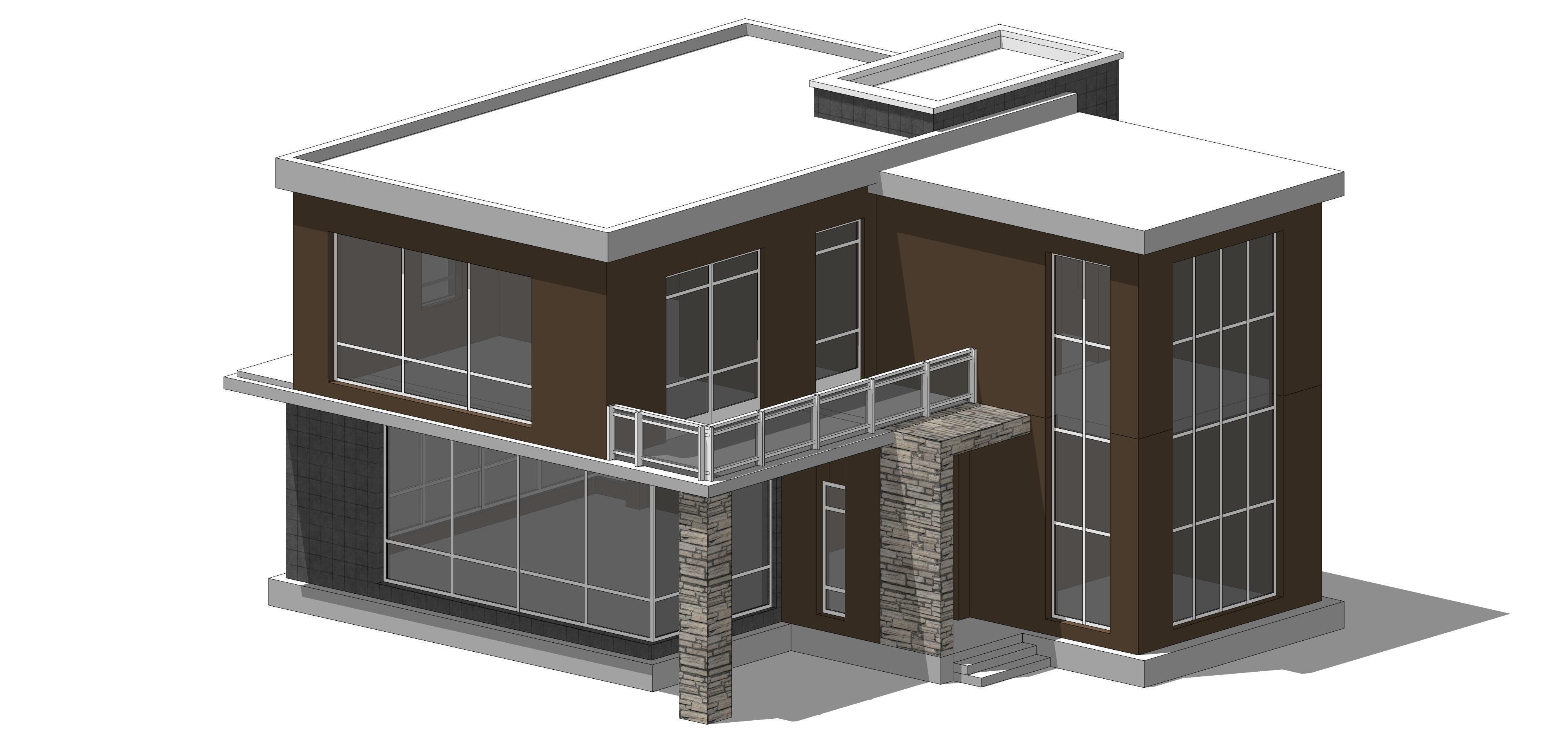 Villa A Sketchup 3D model_3