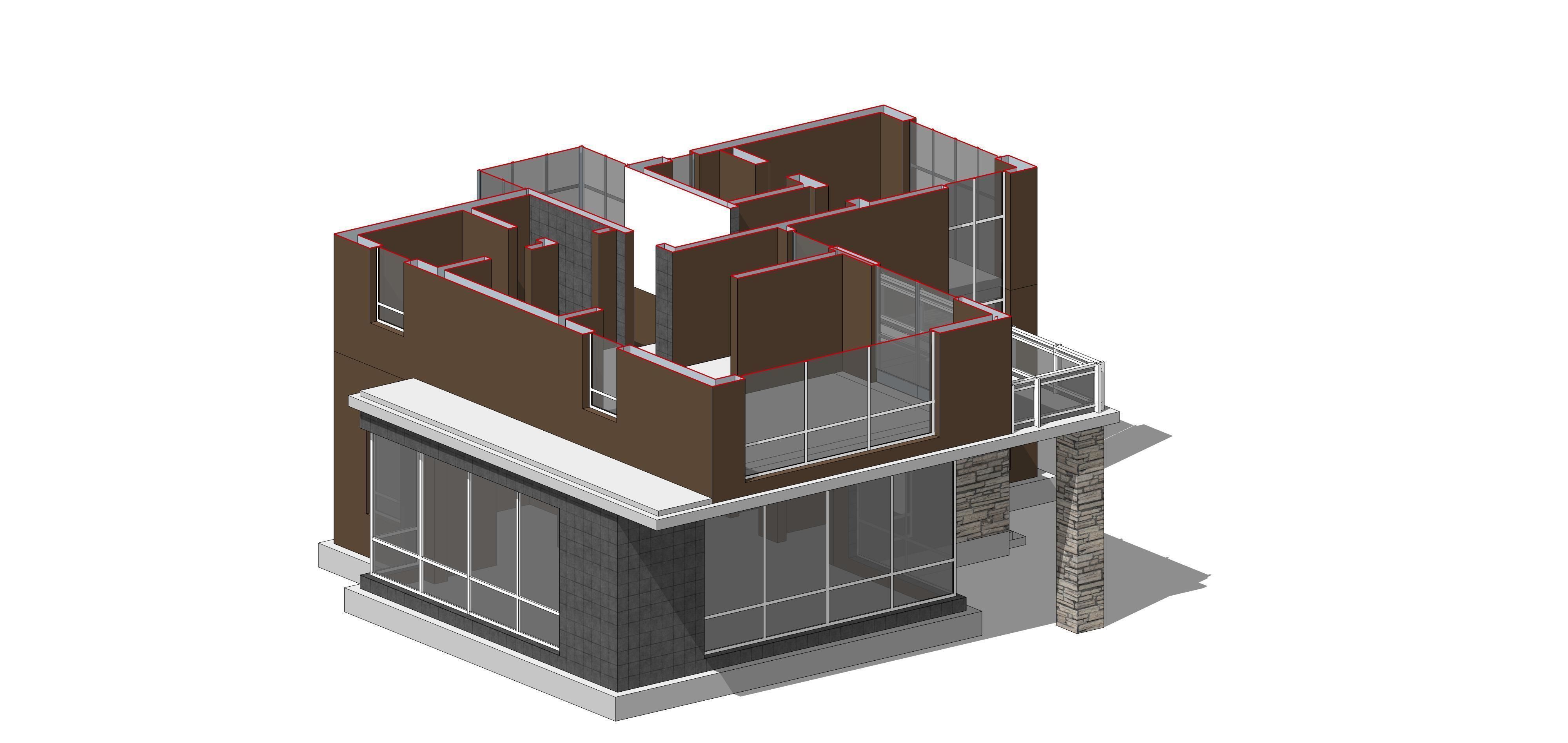 Villa A Sketchup 3D model_12