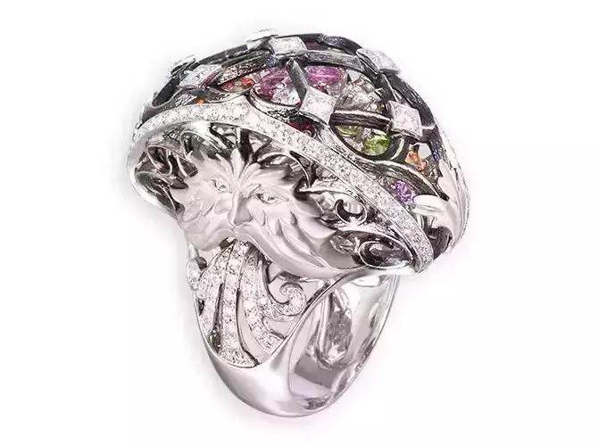 ring magerit fleur de lis with stones  341 3D print model