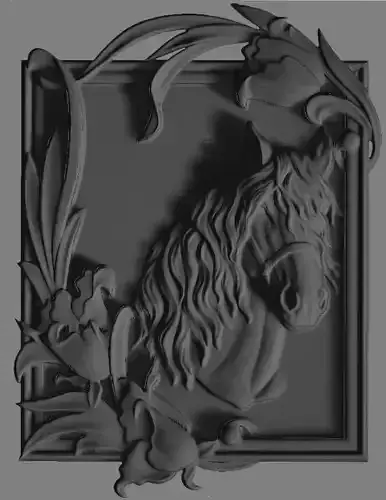 3d STL model for CNC The horses face in the frame 3D model
