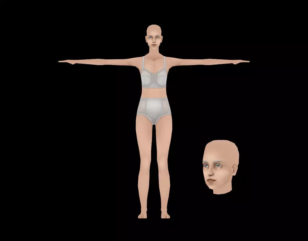 Elder Female Low-poly 3D model_0
