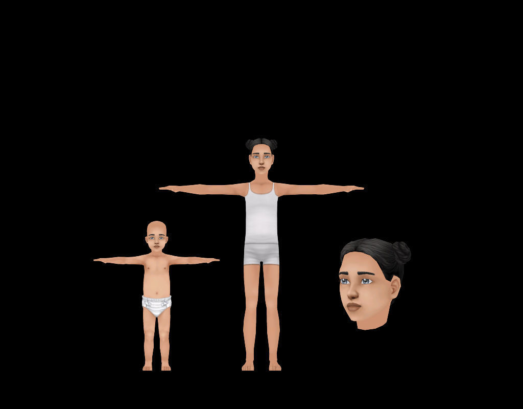Collection Base female and male and child Low-poly 3D model_3