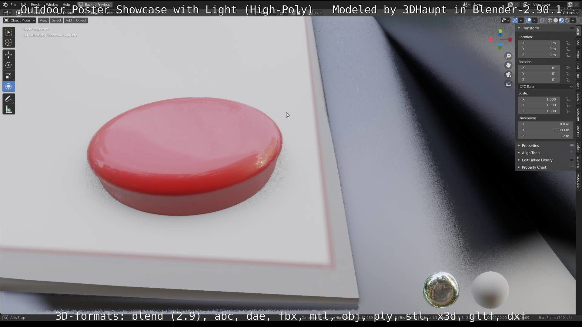 Outdoor Poster Showcase with Light High-Poly 3D model_37