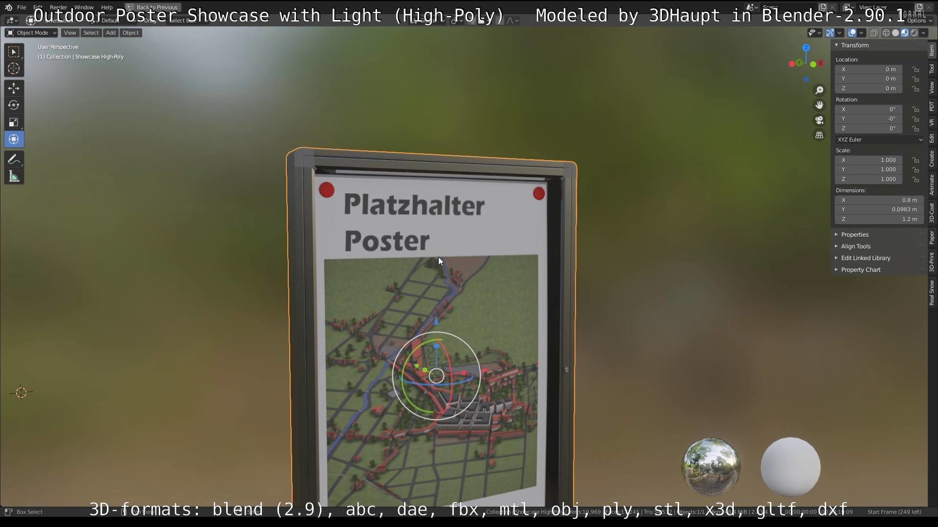 Outdoor Poster Showcase with Light High-Poly 3D model_90