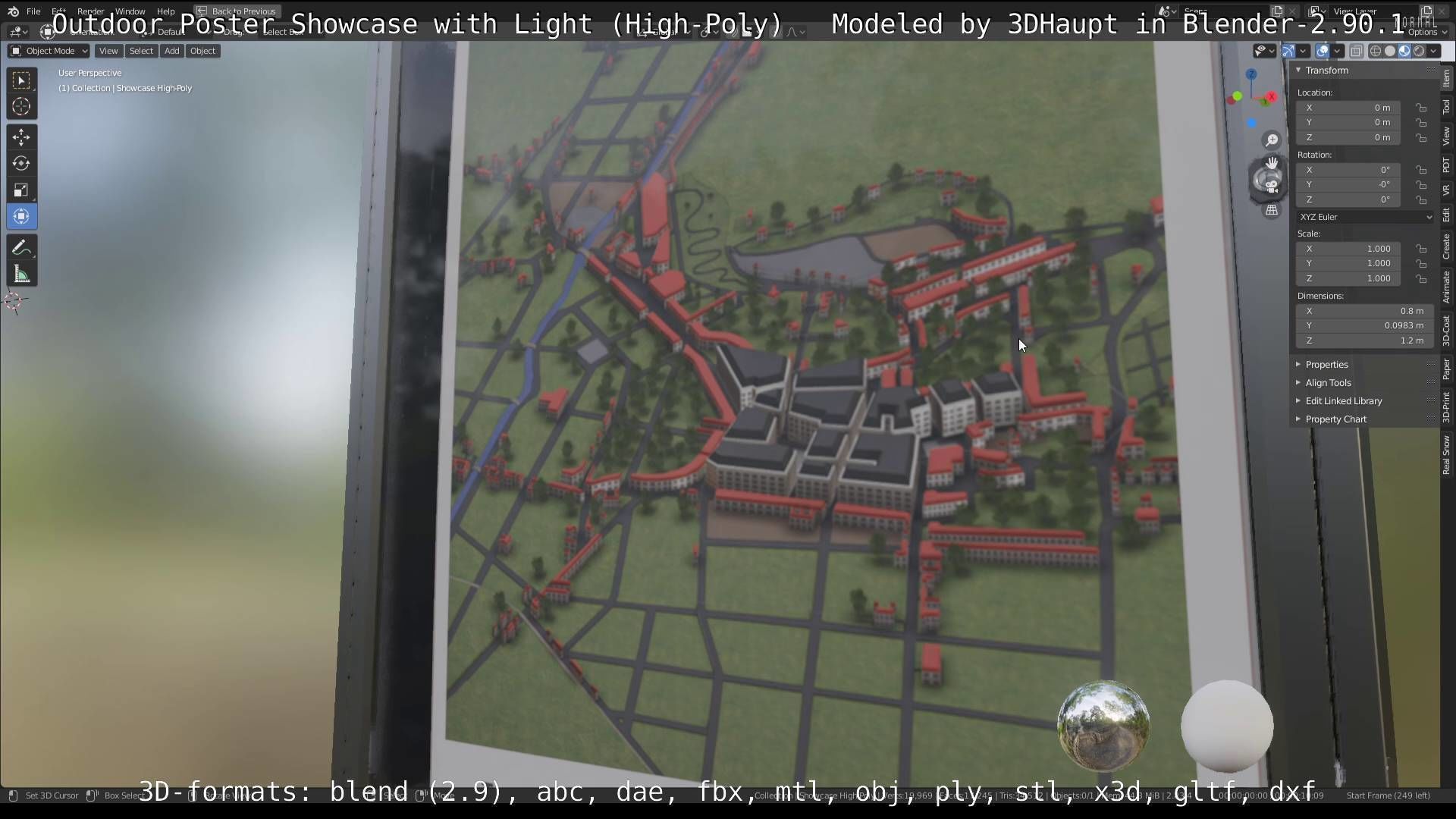 Outdoor Poster Showcase with Light High-Poly 3D model_73