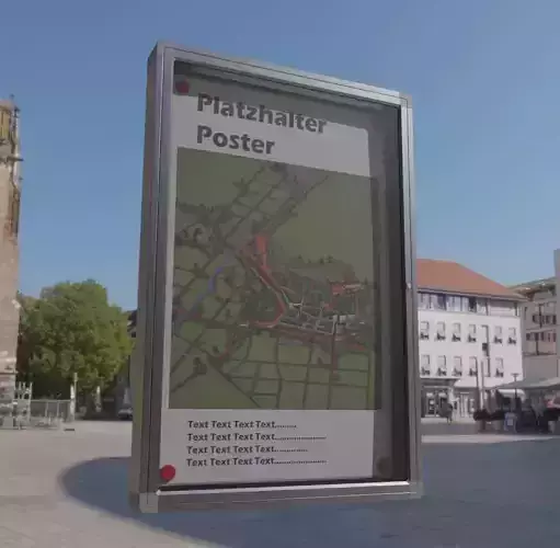 Outdoor Poster Showcase with Light High-Poly