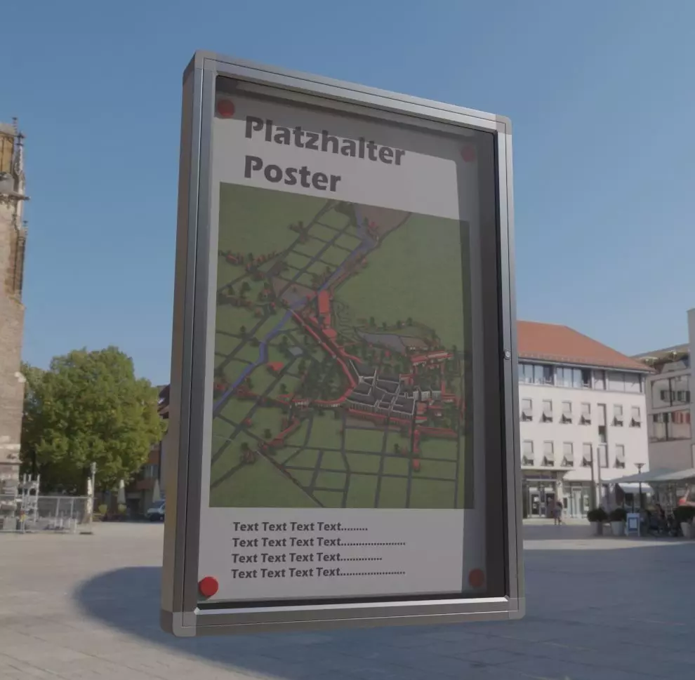 Outdoor Poster Showcase with Light High-Poly 3D model_0