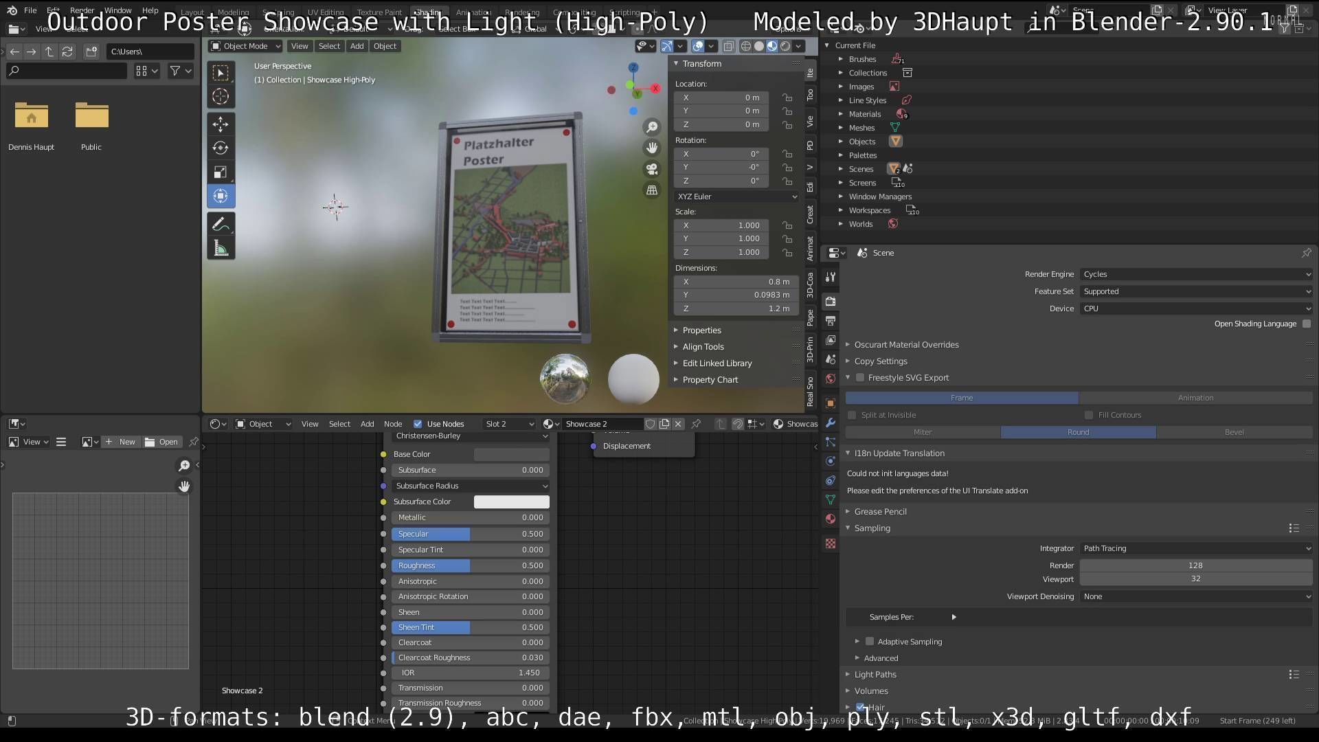 Outdoor Poster Showcase with Light High-Poly 3D model_74