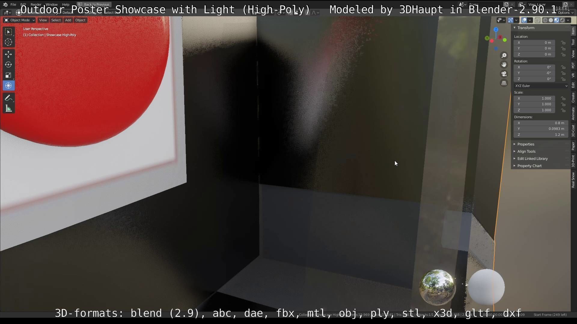 Outdoor Poster Showcase with Light High-Poly 3D model_34