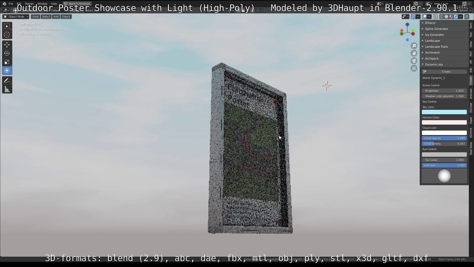 Outdoor Poster Showcase with Light High-Poly 3D model_75