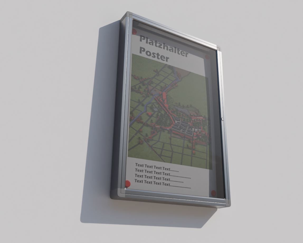 Outdoor Poster Showcase with Light High-Poly 3D model_4