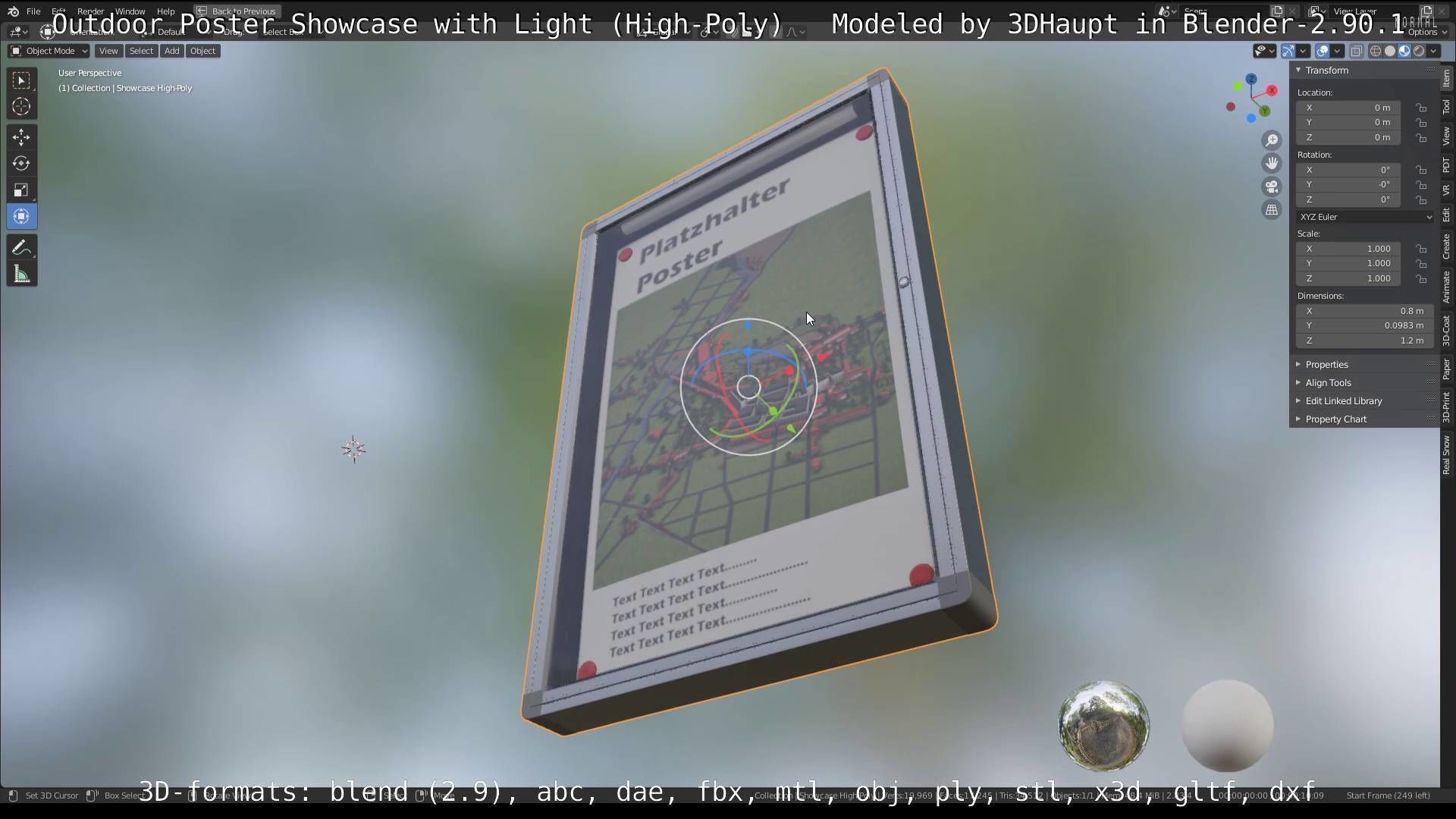 Outdoor Poster Showcase with Light High-Poly 3D model_80