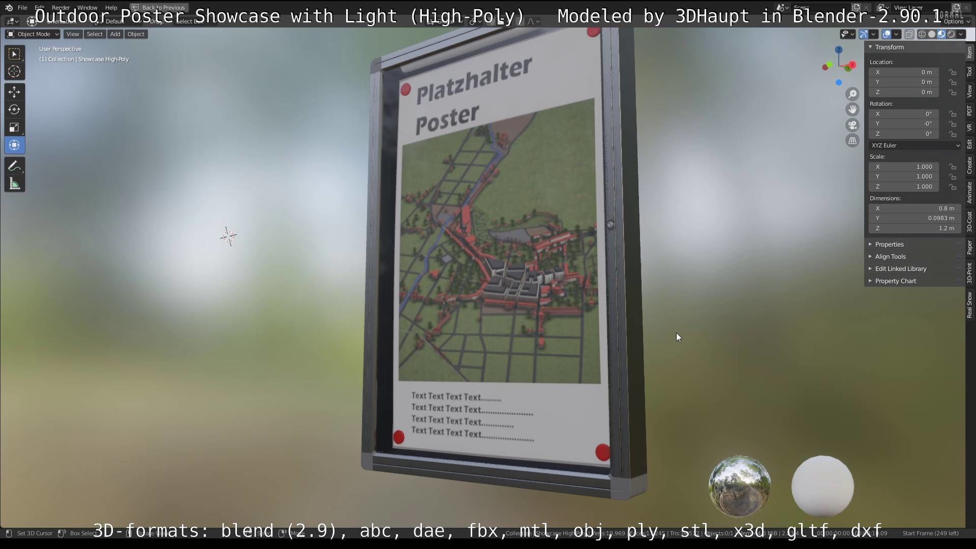 Outdoor Poster Showcase with Light High-Poly 3D model_10