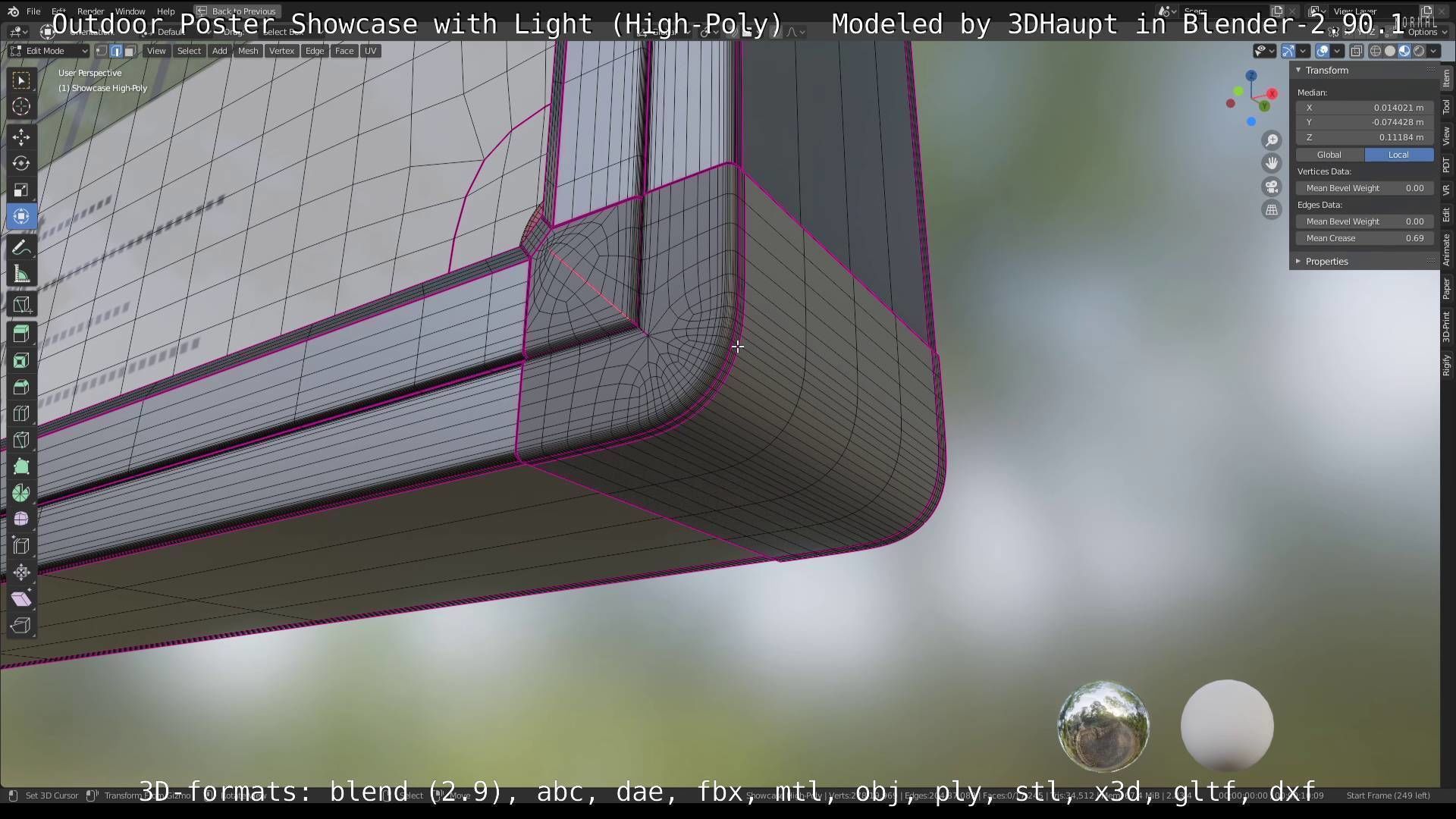 Outdoor Poster Showcase with Light High-Poly 3D model_15