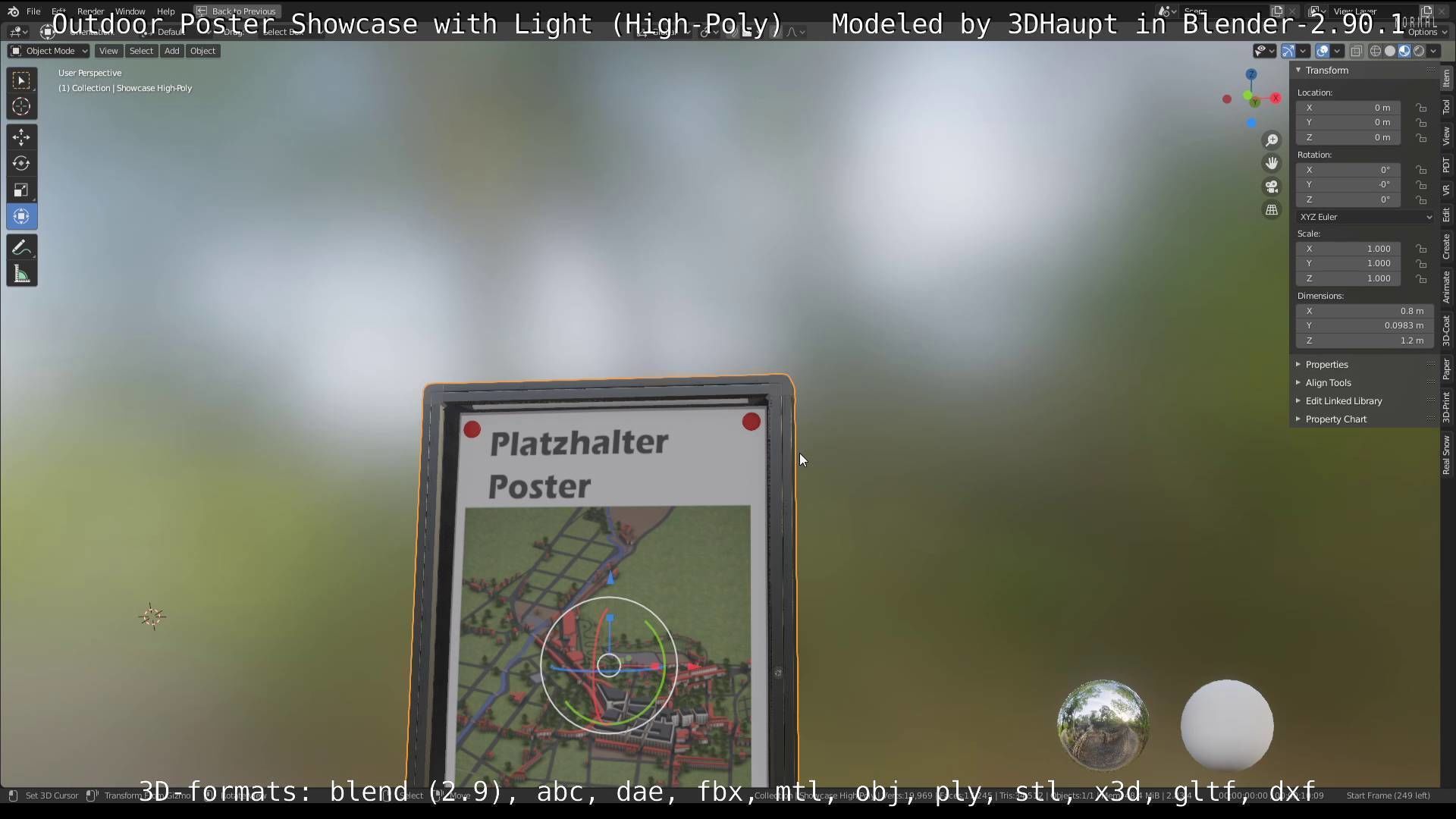 Outdoor Poster Showcase with Light High-Poly 3D model_85