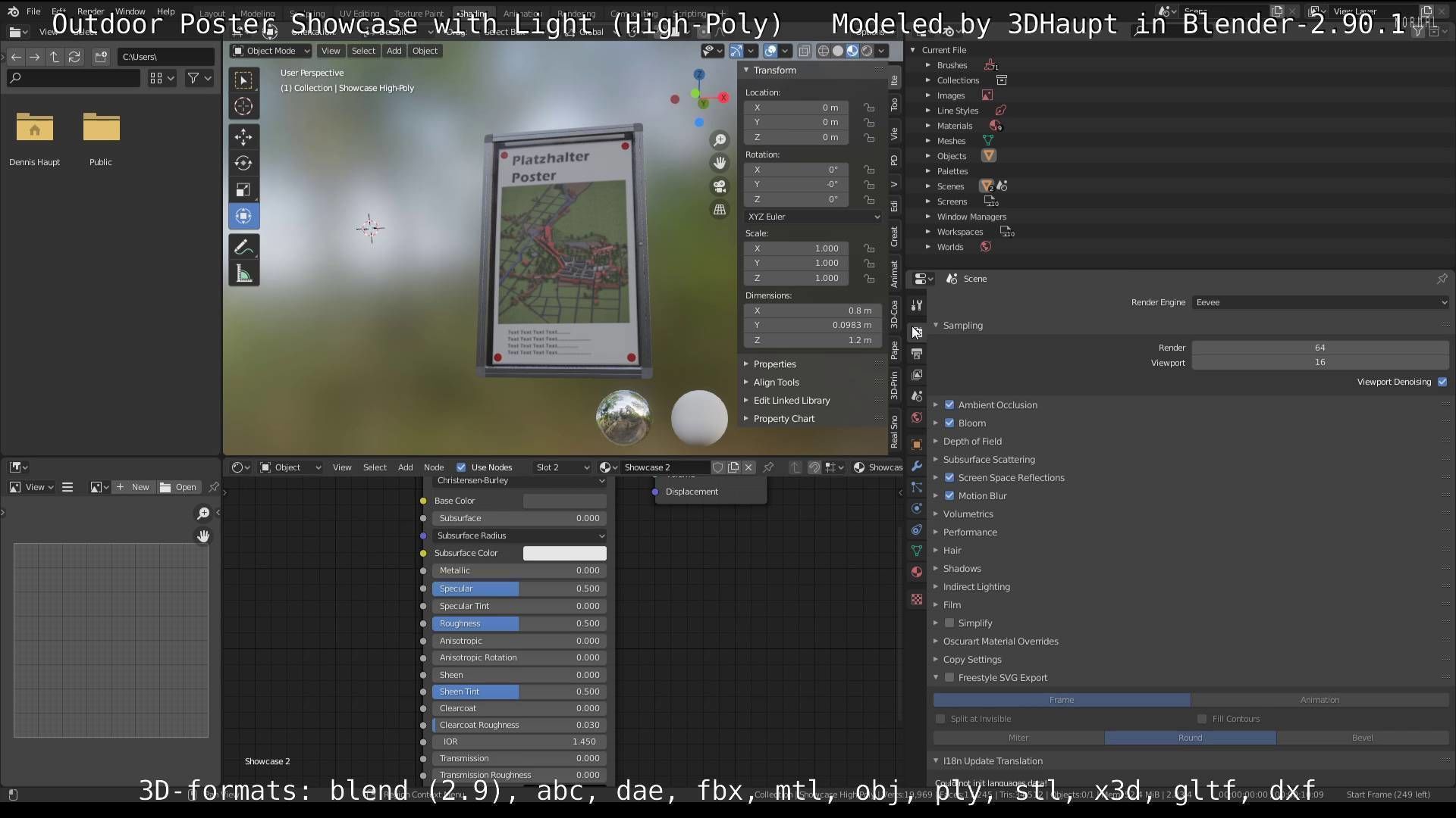 Outdoor Poster Showcase with Light High-Poly 3D model_76