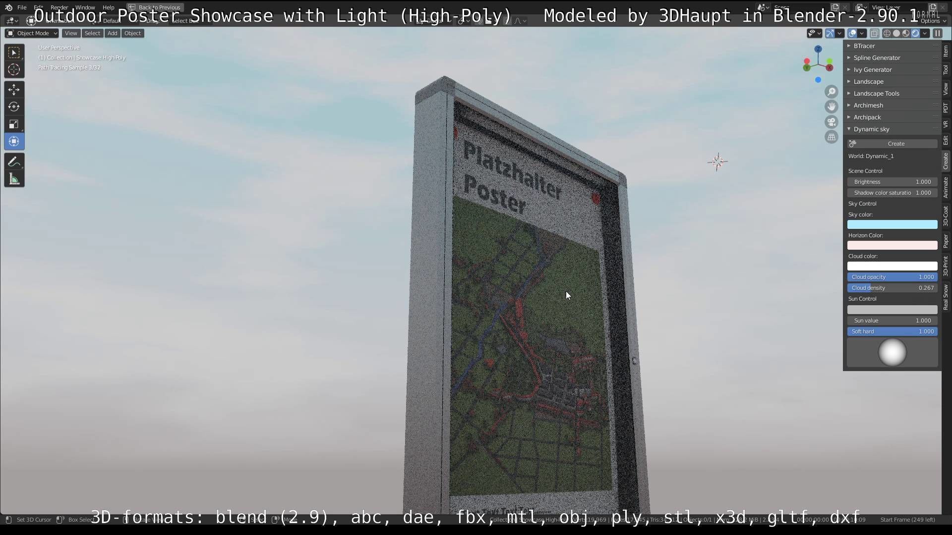 Outdoor Poster Showcase with Light High-Poly 3D model_88