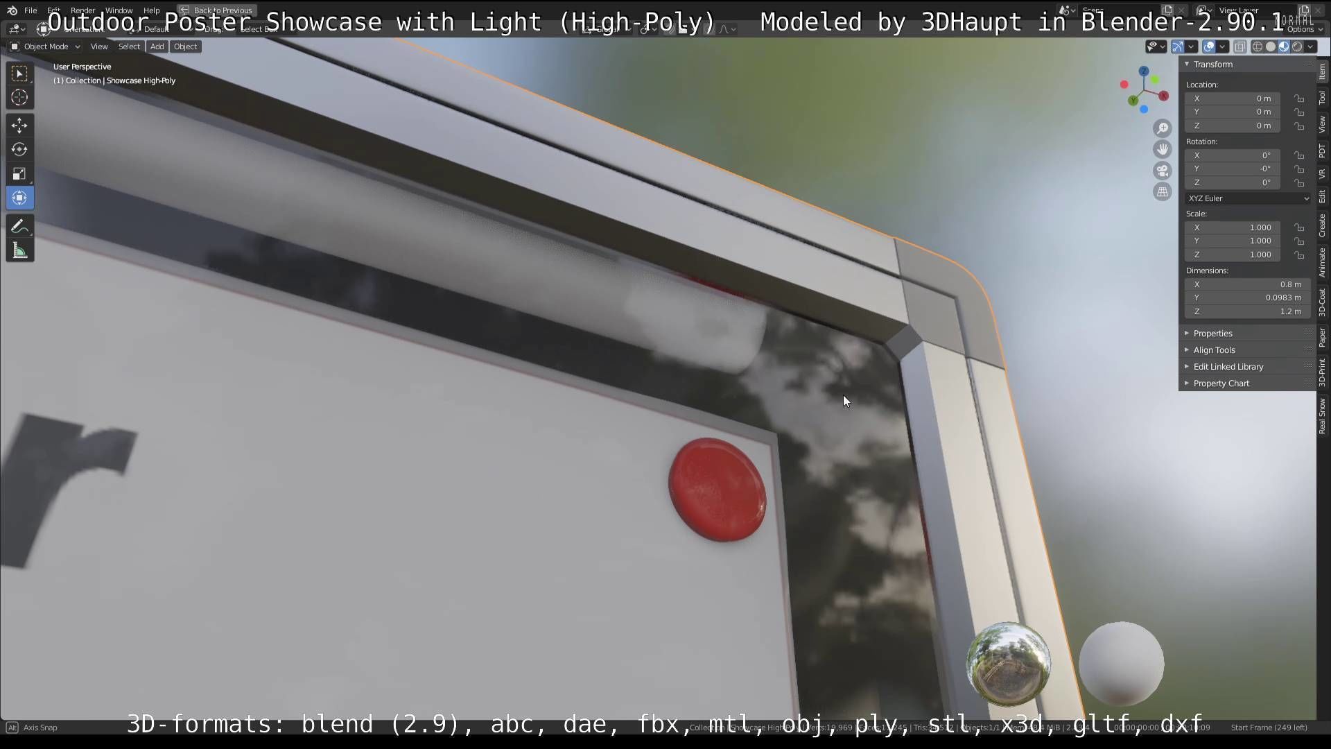 Outdoor Poster Showcase with Light High-Poly 3D model_50