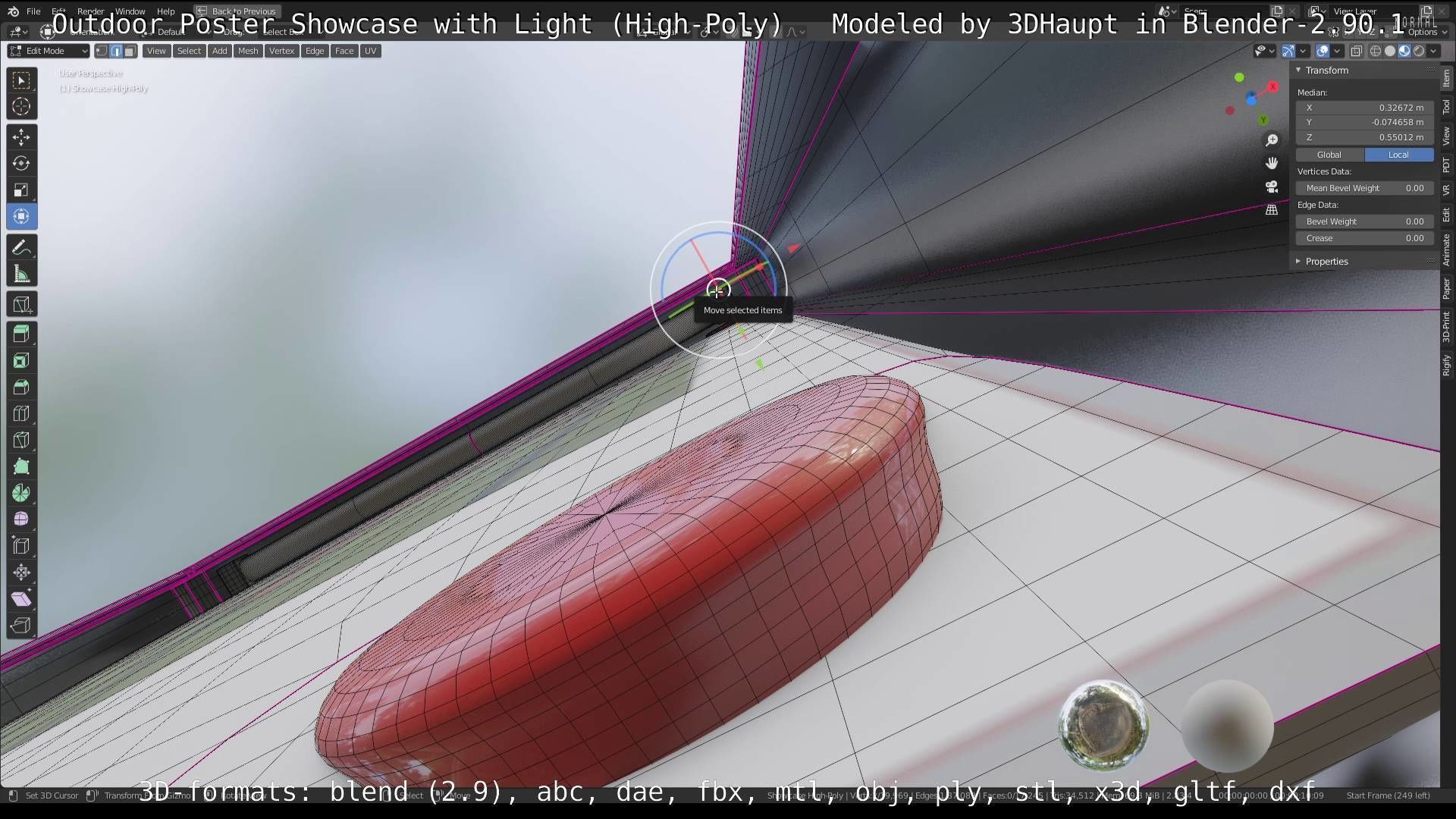 Outdoor Poster Showcase with Light High-Poly 3D model_62