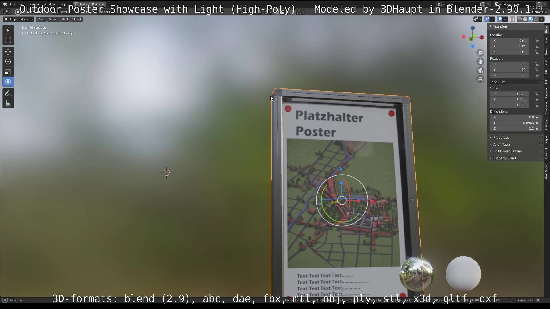 Outdoor Poster Showcase with Light High-Poly 3D model_49