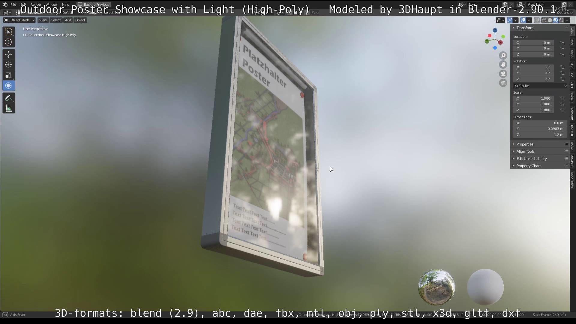 Outdoor Poster Showcase with Light High-Poly 3D model_71