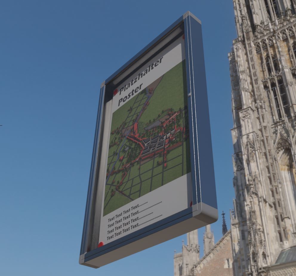 Outdoor Poster Showcase with Light High-Poly 3D model_6