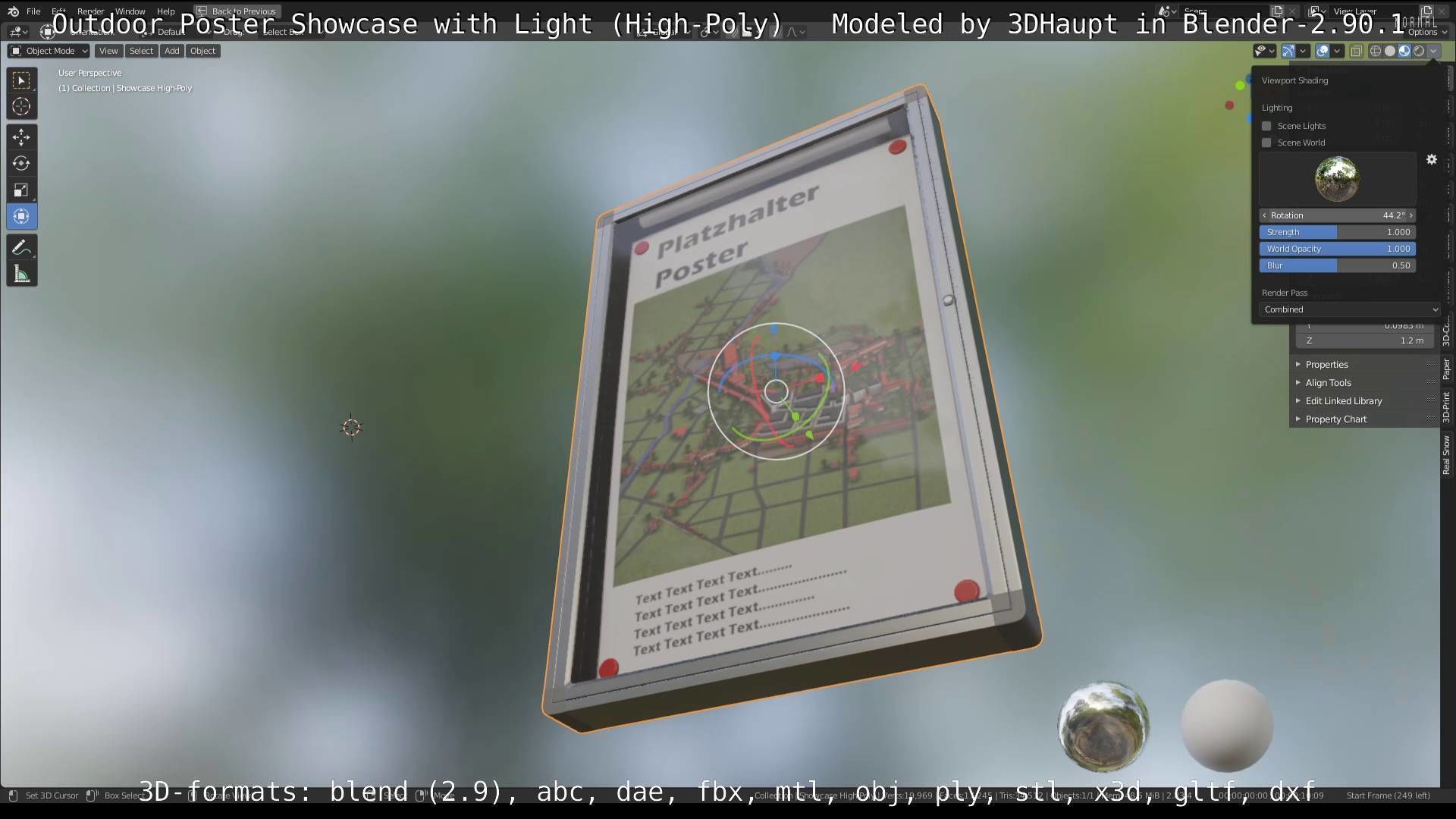 Outdoor Poster Showcase with Light High-Poly 3D model_57