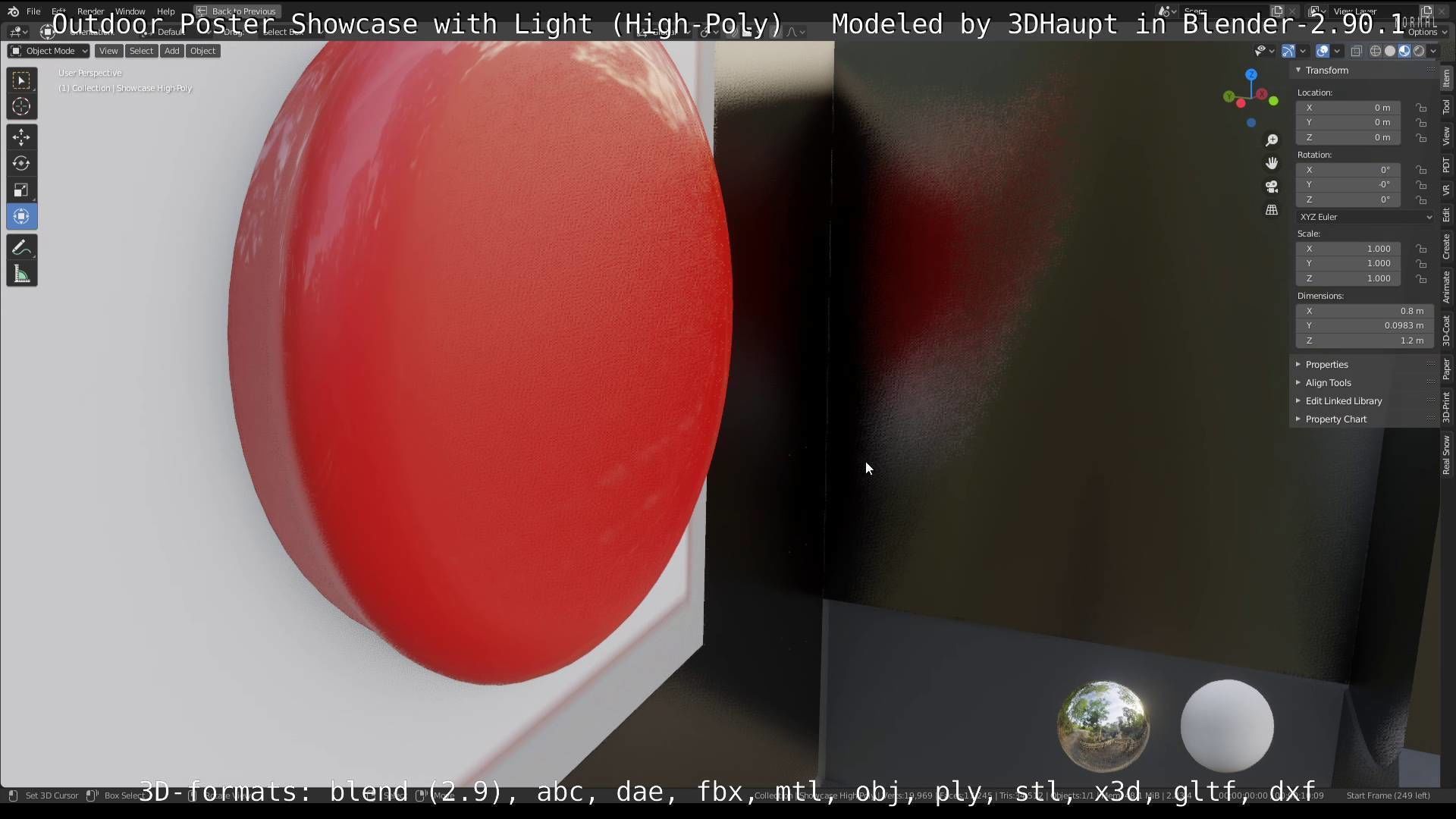 Outdoor Poster Showcase with Light High-Poly 3D model_22