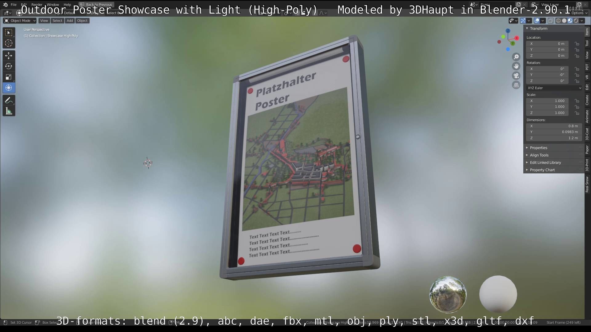 Outdoor Poster Showcase with Light High-Poly 3D model_29