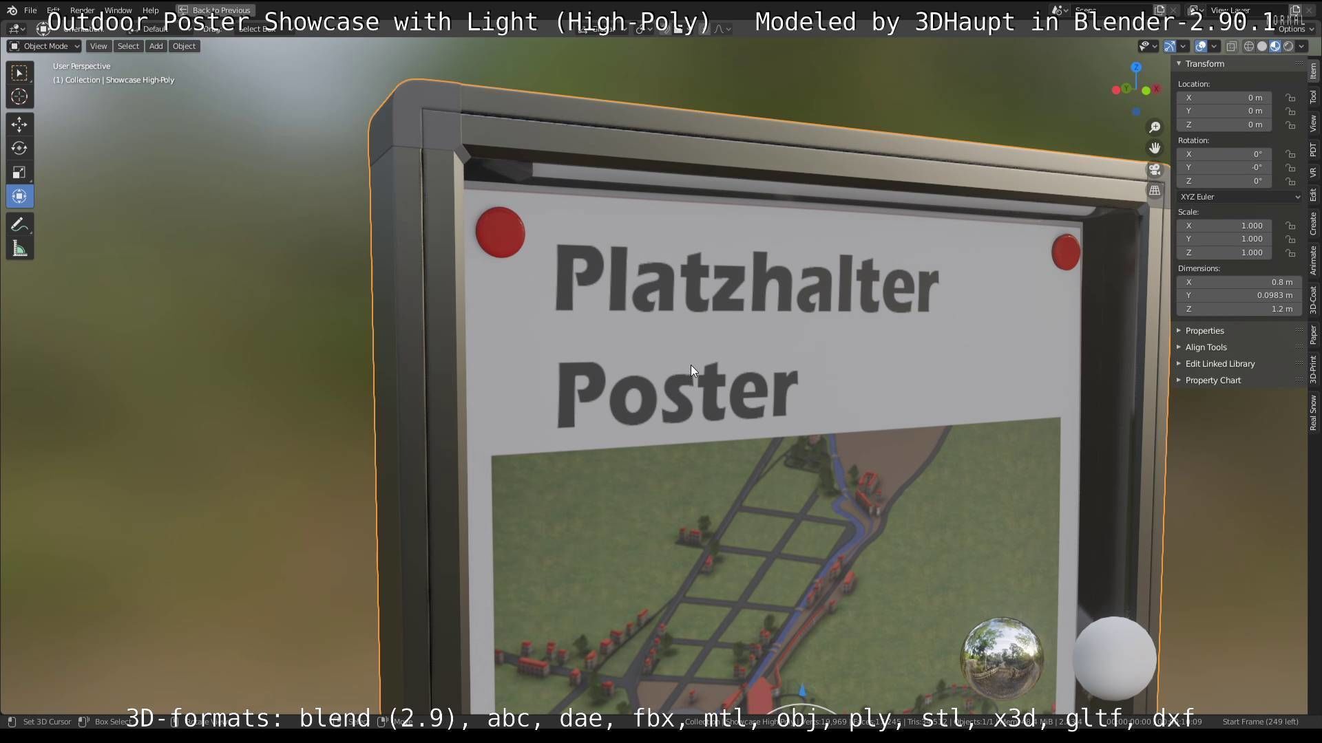 Outdoor Poster Showcase with Light High-Poly 3D model_9
