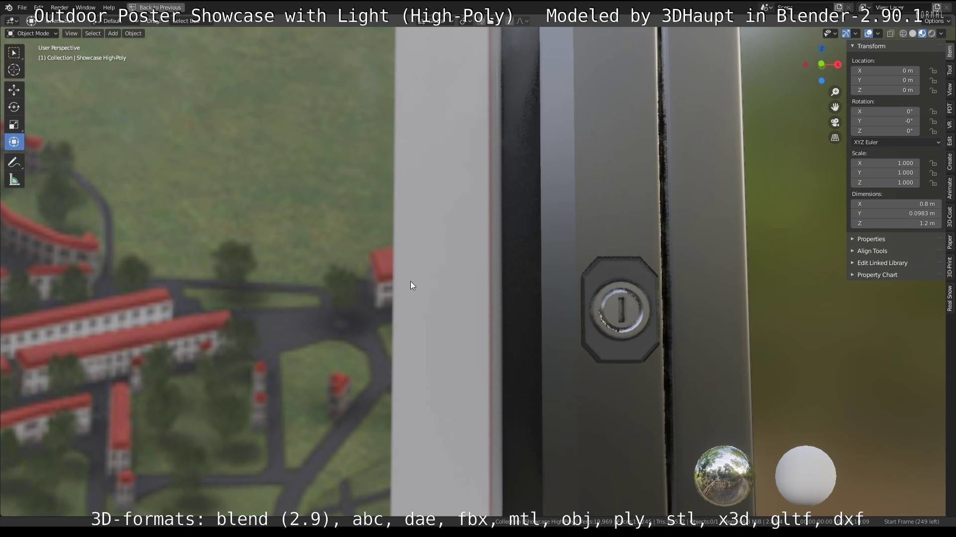 Outdoor Poster Showcase with Light High-Poly 3D model_83