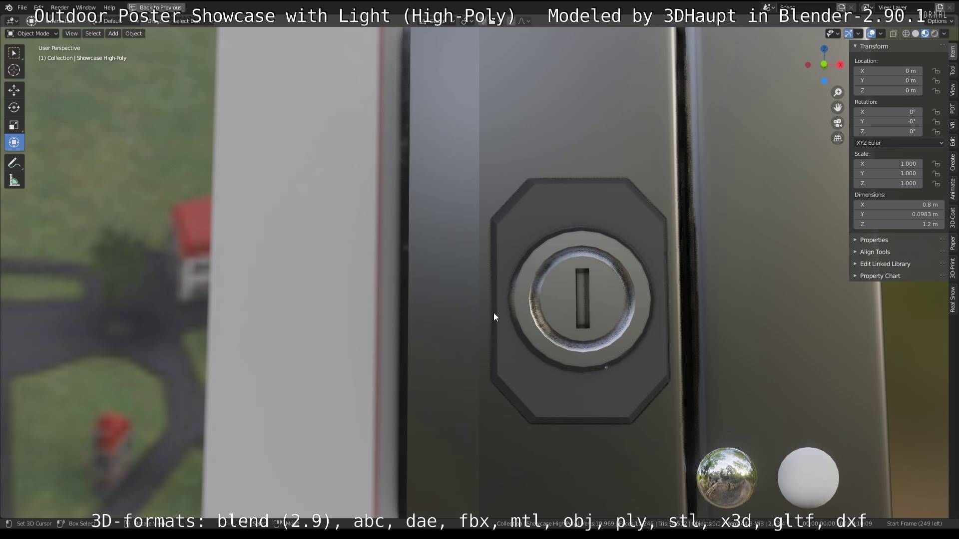 Outdoor Poster Showcase with Light High-Poly 3D model_13