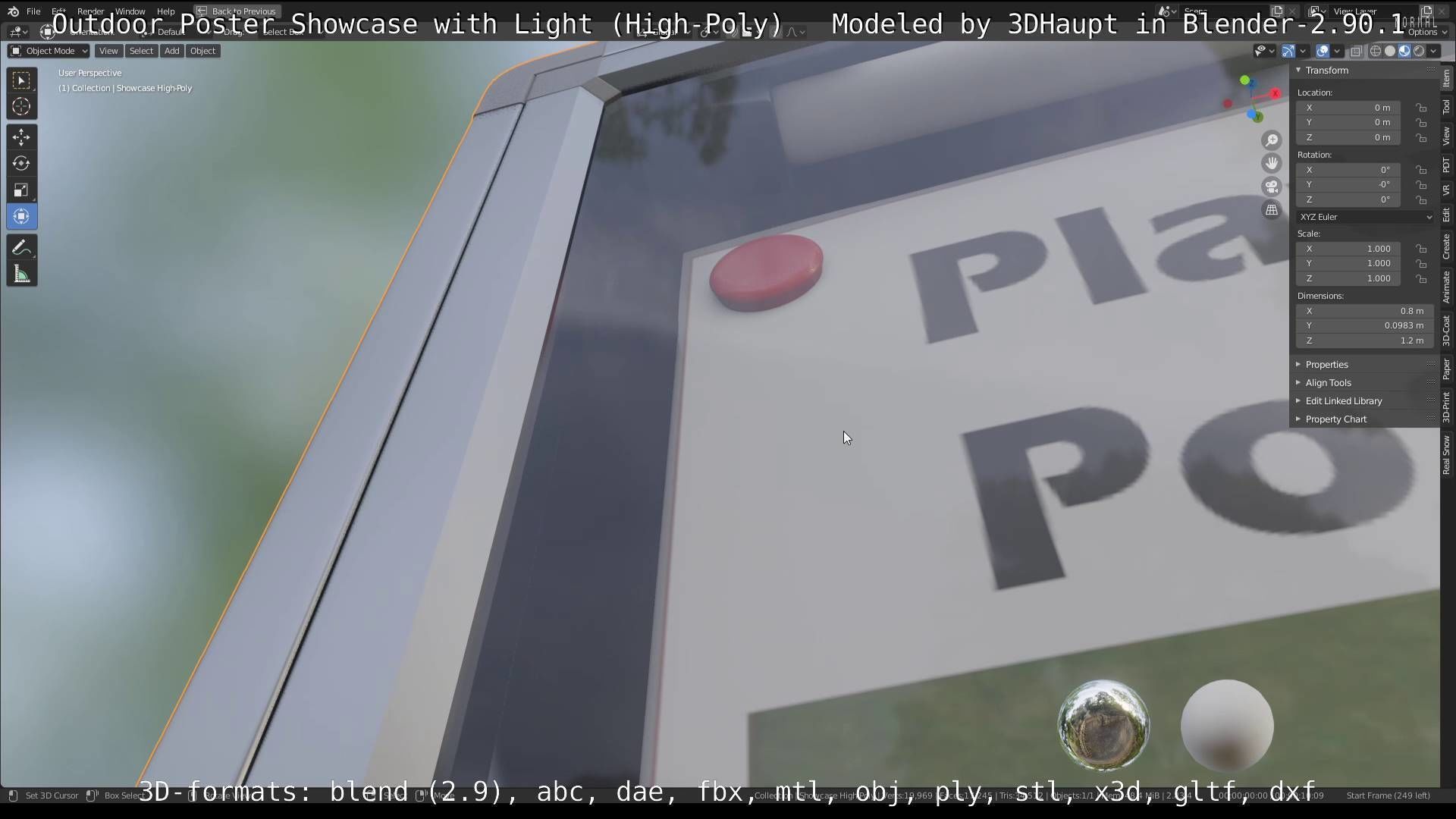 Outdoor Poster Showcase with Light High-Poly 3D model_18