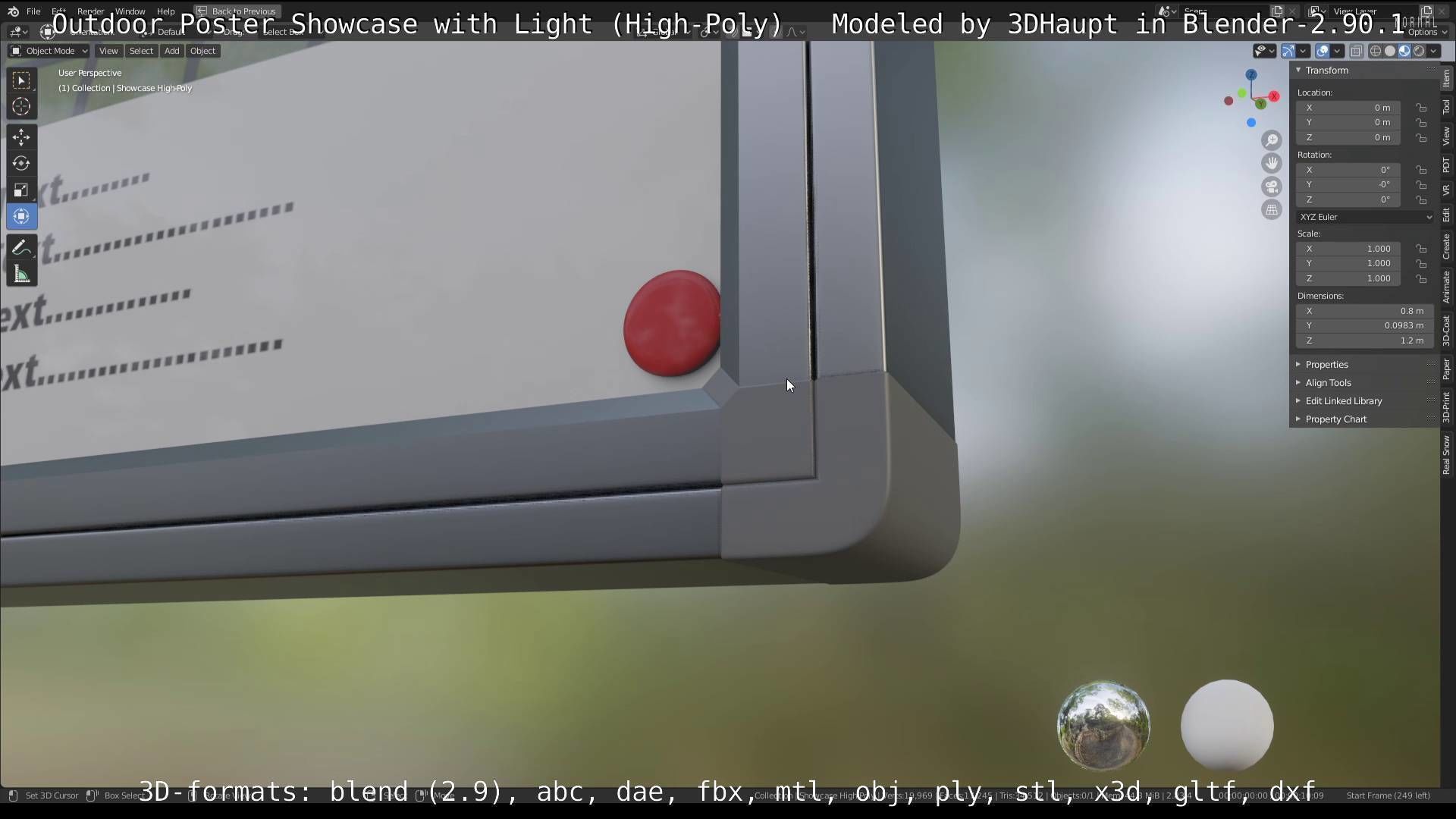 Outdoor Poster Showcase with Light High-Poly 3D model_33