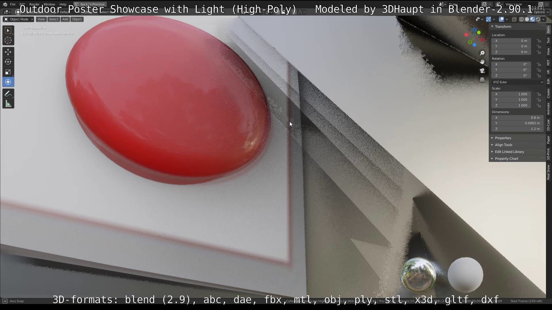 Outdoor Poster Showcase with Light High-Poly 3D model_38