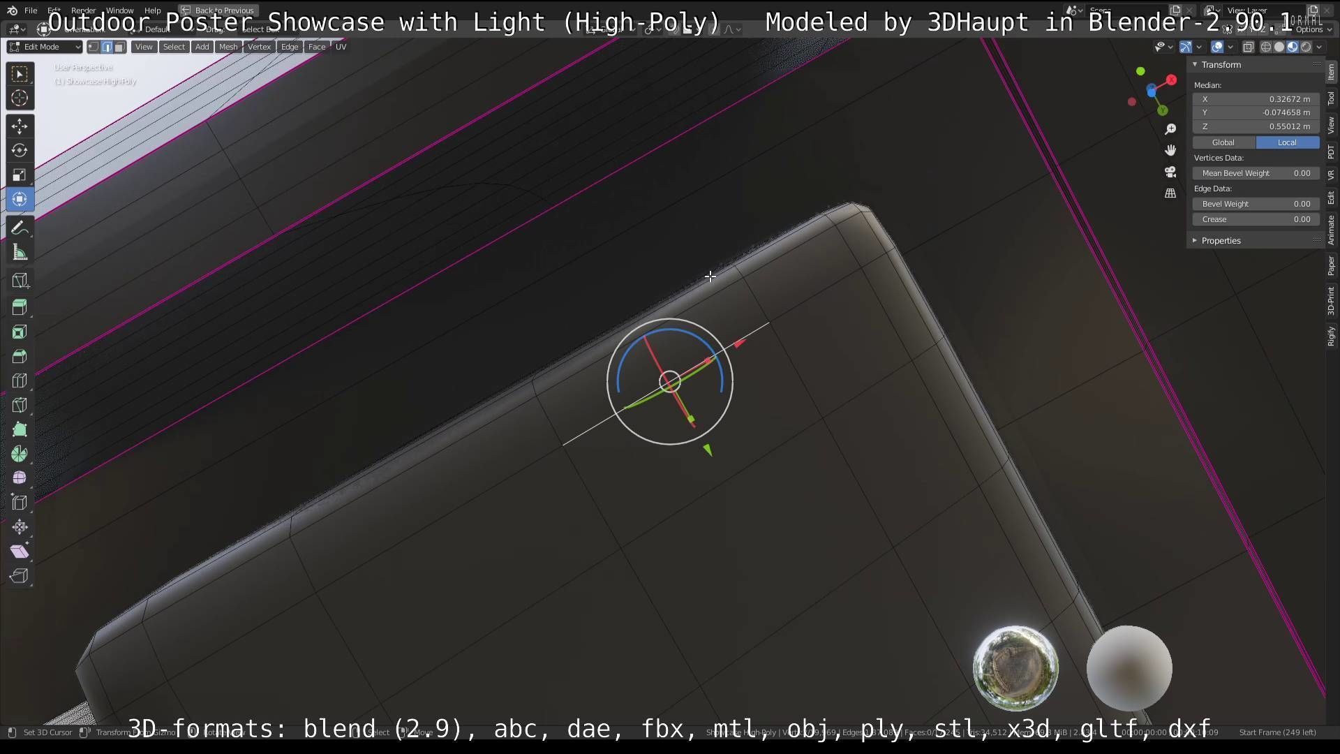 Outdoor Poster Showcase with Light High-Poly 3D model_20