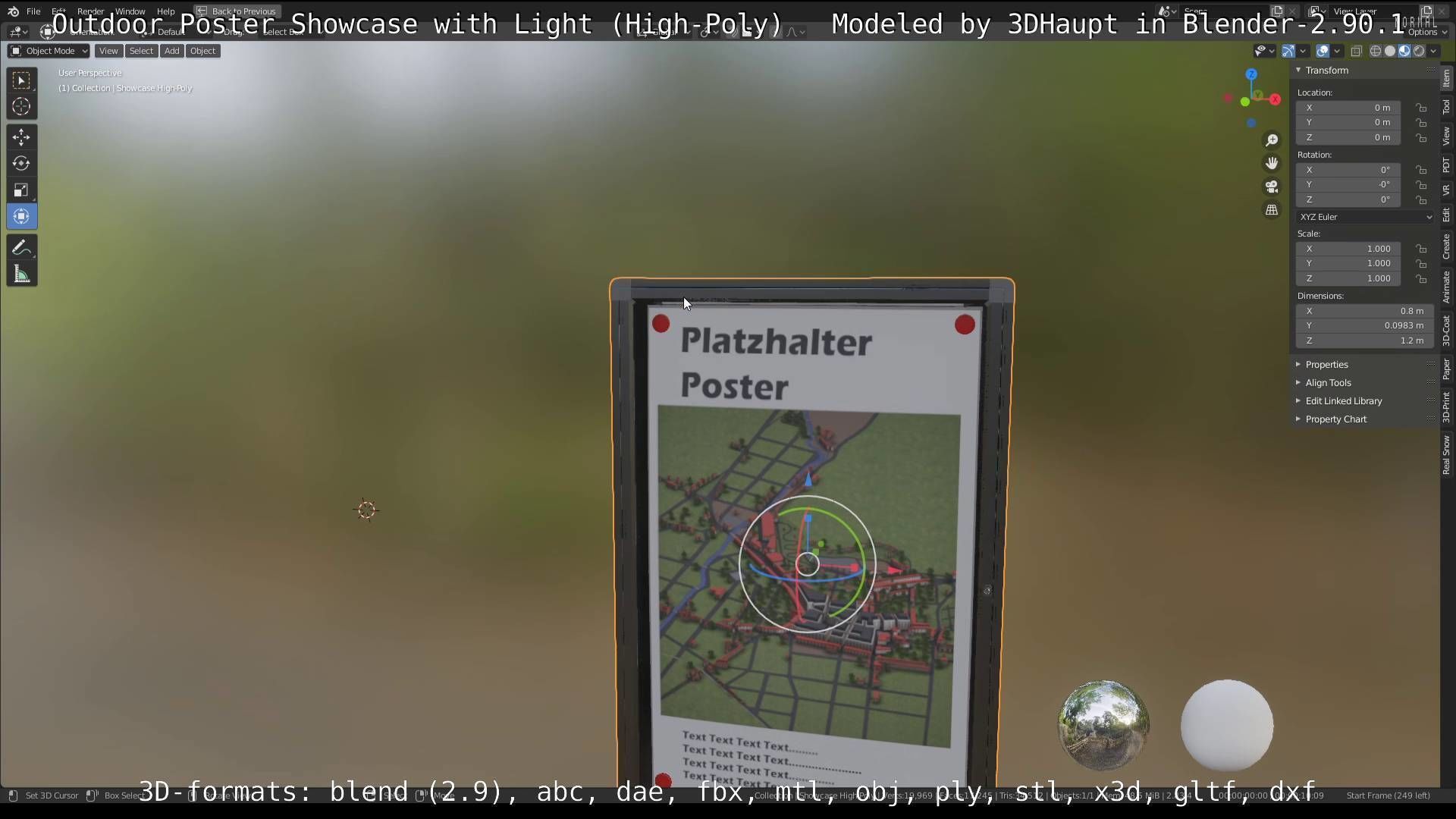 Outdoor Poster Showcase with Light High-Poly 3D model_12