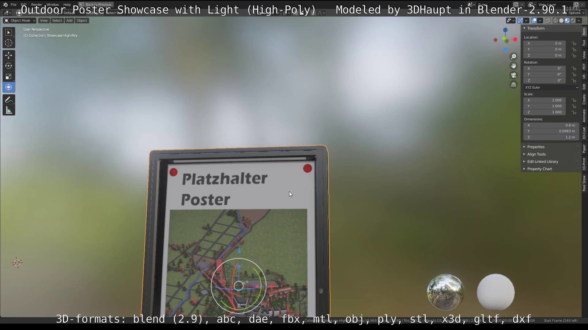 Outdoor Poster Showcase with Light High-Poly 3D model_30