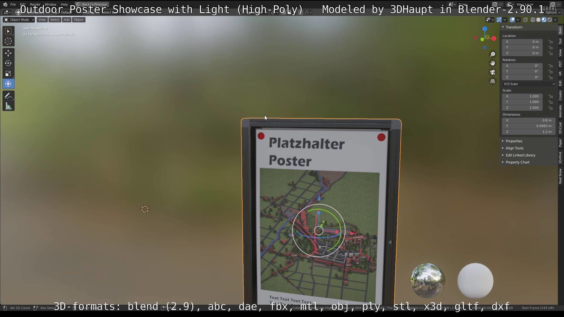 Outdoor Poster Showcase with Light High-Poly 3D model_40