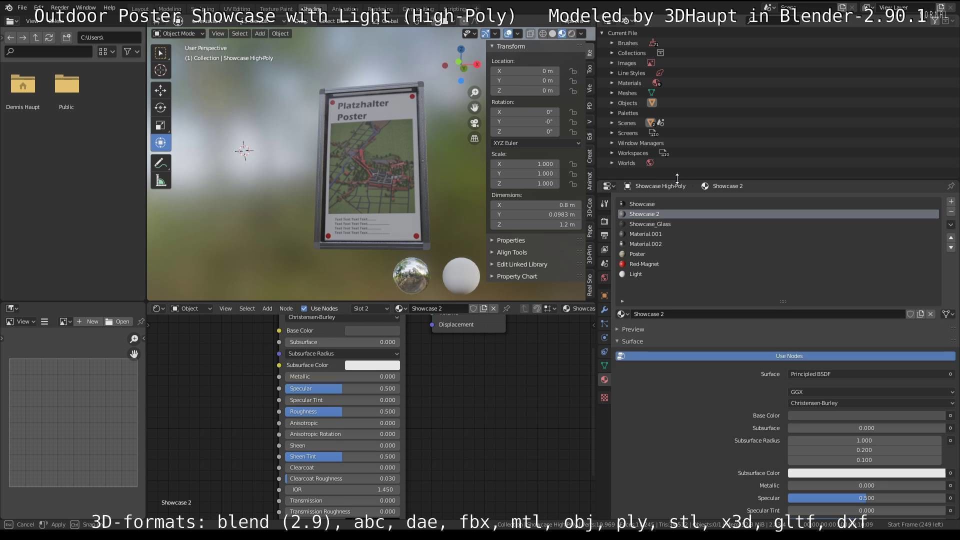 Outdoor Poster Showcase with Light High-Poly 3D model_58