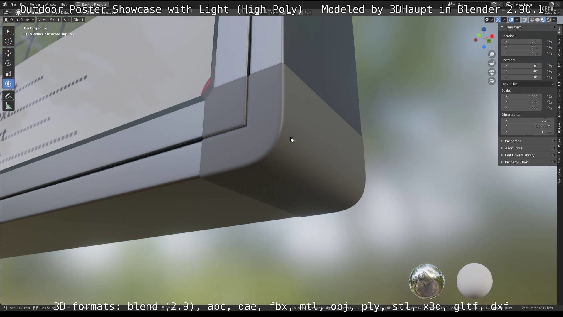 Outdoor Poster Showcase with Light High-Poly 3D model_77