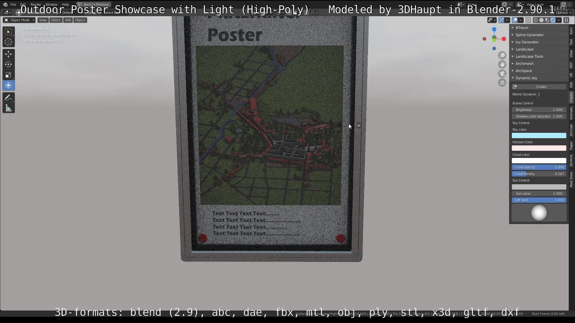 Outdoor Poster Showcase with Light High-Poly 3D model_93