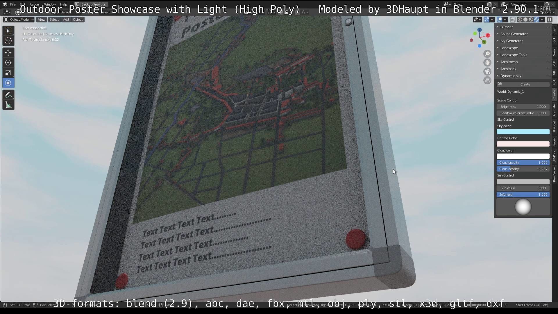 Outdoor Poster Showcase with Light High-Poly 3D model_84