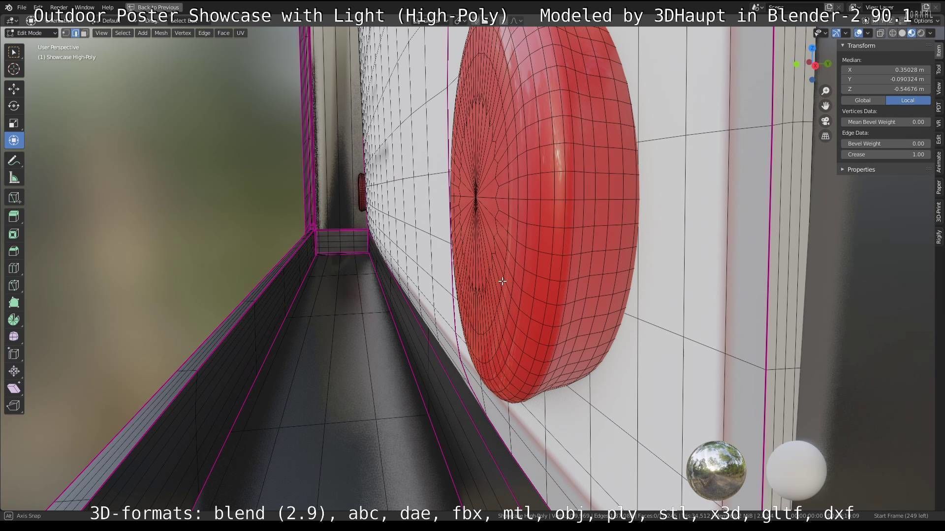 Outdoor Poster Showcase with Light High-Poly 3D model_99