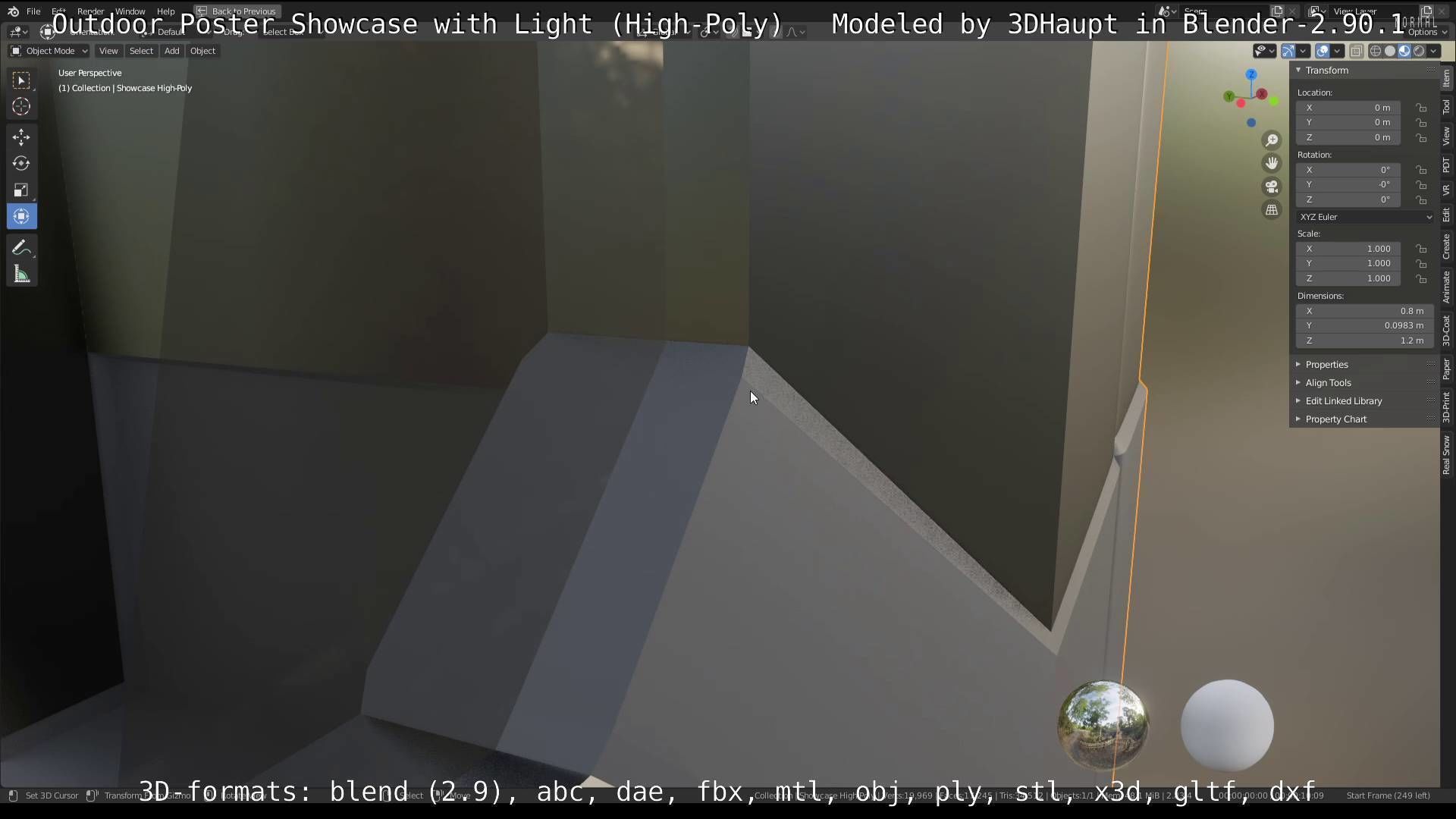 Outdoor Poster Showcase with Light High-Poly 3D model_43